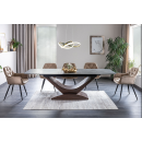 Стол обеденный SIGNAL DOLCE Ceramic эффект серого мрамора/орех 180-240/95